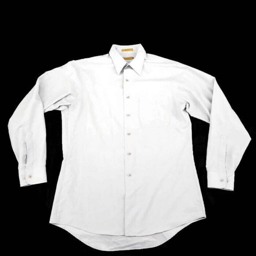 Milano Uomo Men's 15 1/2 34/35 Long Sleeve Gray Button Down Dress Shirt M